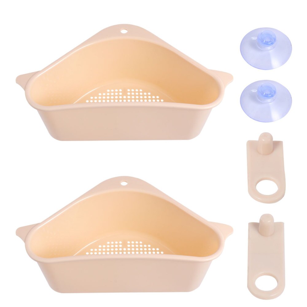 2Pcs Sink Afvoer Mand Zuignap Vuilnis Mand Keuken Benodigdheden Voor Thuis (Beige)