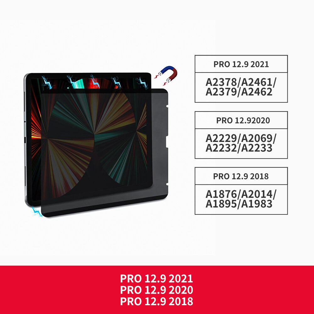 Pellicola salvaschermo magnetica per iPad mini 6 iPad pro 12 9 11 aria 4 10.2 7th 8th anti-spiare anti-sbirciare pellicola rimovibile: Pro 12.9 2018-2021