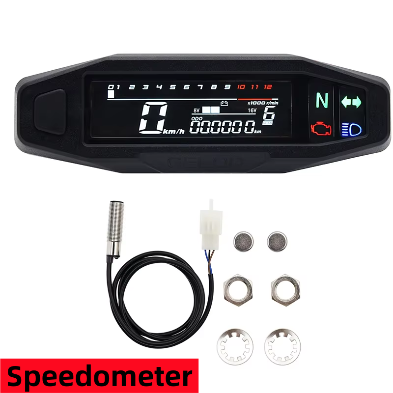 Universal Moto Rpm Toerenteller Snelheidsmeter Speed Gauge Tacho Meter Digitale Kilometerteller Instrument Sensor Set Voor Motorfiets