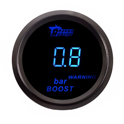 Dragon gauge bilmåler 2 " 52mm psi/bar turbo boost gauge bilmåler blå led digitalt display sort fælg skal til 12v køretøjer: Bar