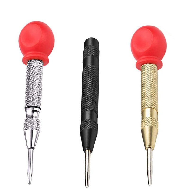 3 Pcs Automatic Center Punch Tool, Spring-Loaded Center Hole Punch Marker Scriber with Palm Cushion Cap: Default Title