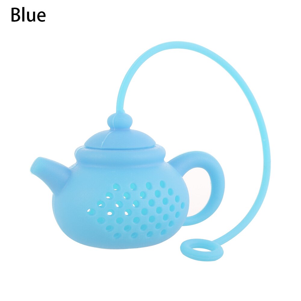 1pc duurzame siliconen thee-infusers in theepotvorm, theefilters, zeefjes, diffusers, theeaccessoires, keuken- en eetgerei.: Blauw