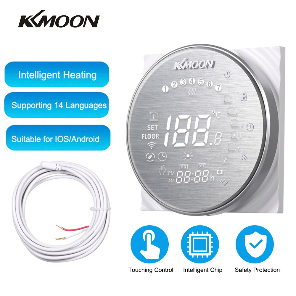 Kkmoon termostater digital gulvtermostat til elvarmesystem gulvluftsensor wifi stemmetemperaturregulator: Ba ingen wifi