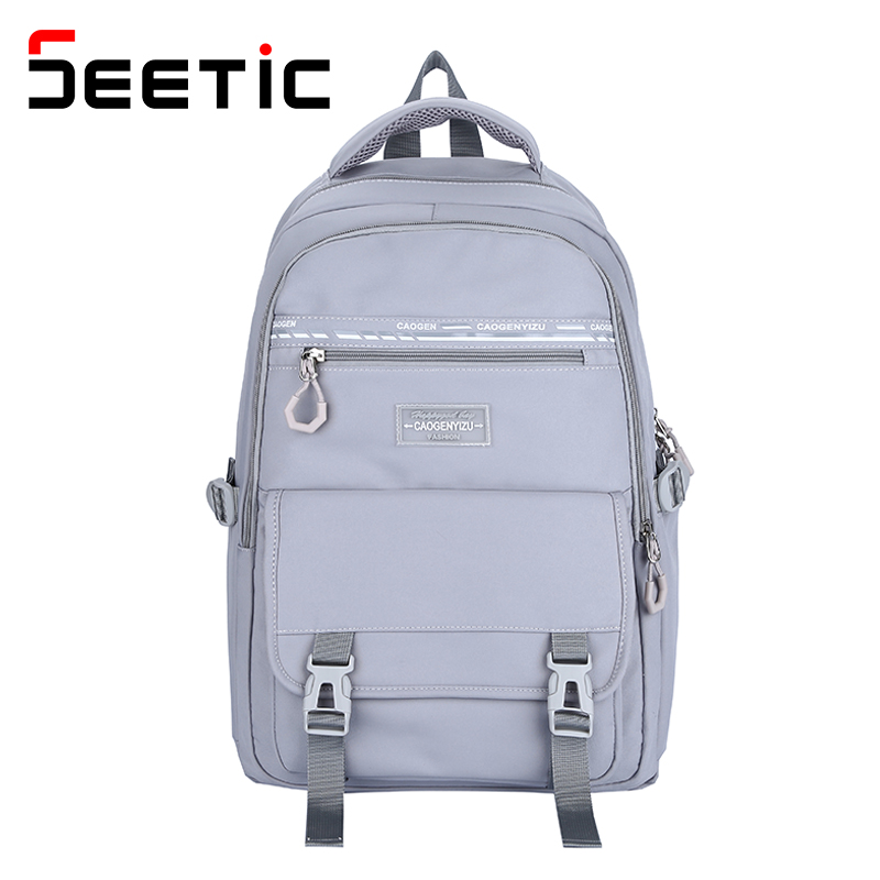 SEETIC Hohe Kapazität Rucksack Multi-Tasche Wasserdicht Rucksack Frauen Einfarbig Frauen Rucksack Nylon Rucksack Weiblichen: grau Rucksack