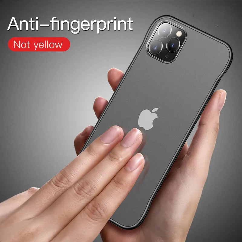 Slanke frameloze telefoonhoes voor iPhone 16 15 14 13 12 11 Pro XS Max XR X 8 7 Plus SE 2022 TPU Rand mat plastic achterkant