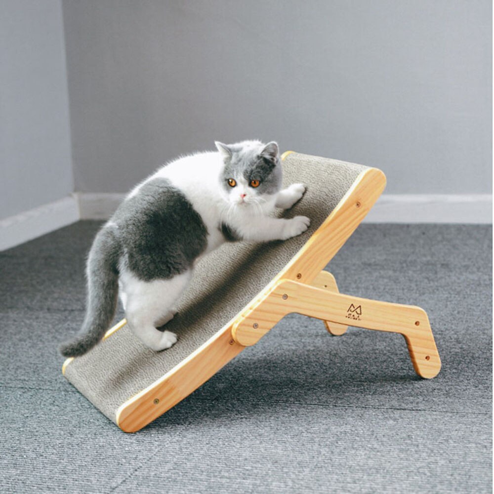 3 In 1 Solid Wood Anti Cat Scratcher Cat Scratch Board Kitten Corrugated Paper Pad Vertical Pet Cat Toys Grinding Nail Scraper