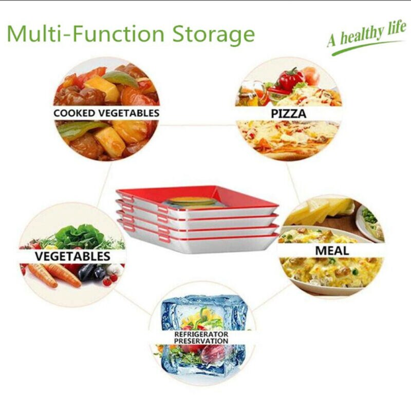 Clever Tray Food Preservation Tray Plastic Food Storage Container Set Food Fresh Storage Microwave Cover
