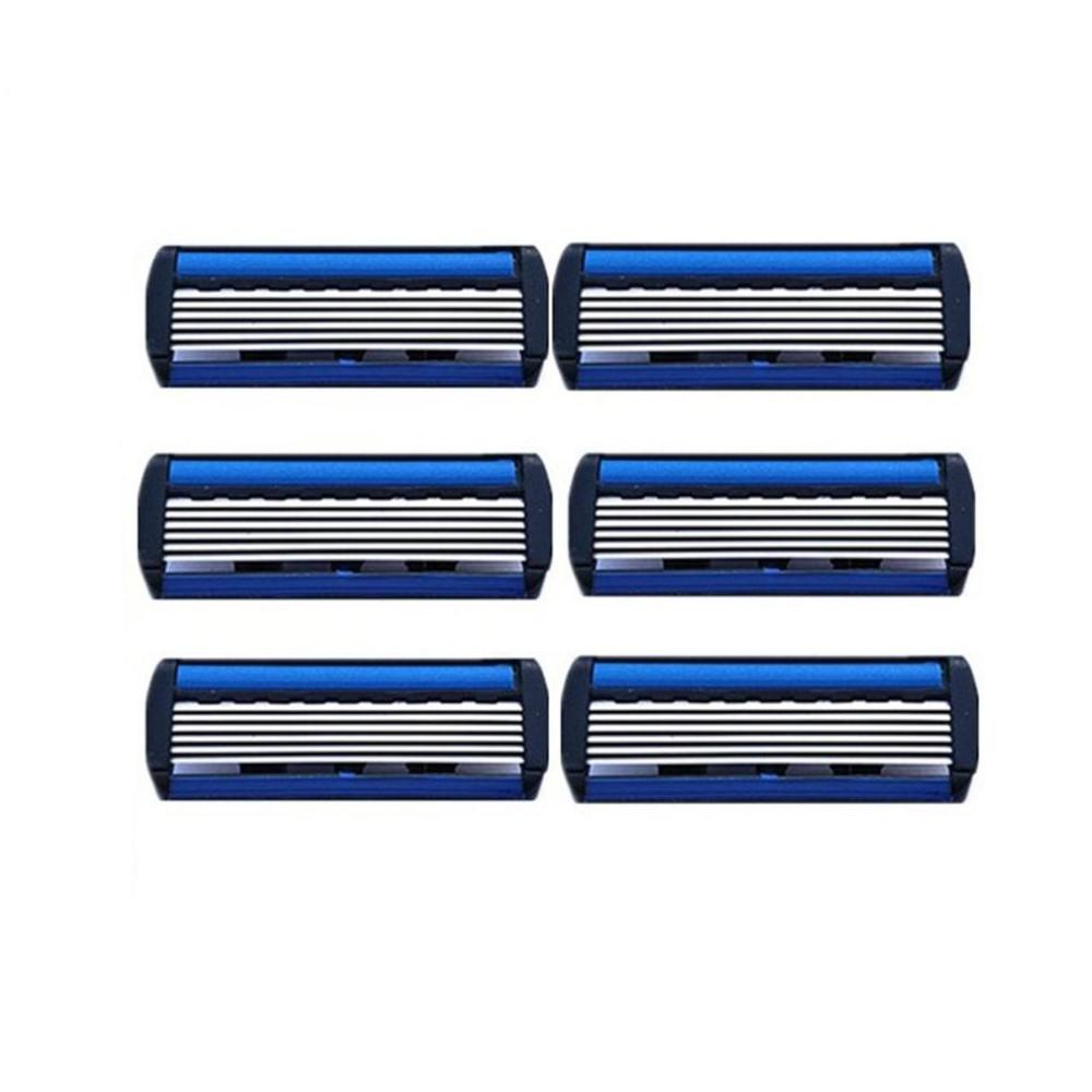 Scheermes voor heren, handmatig, ouderwets scheerapparaat, 6- laags scheermes, 1 scheermeshouder met 6 mesjes