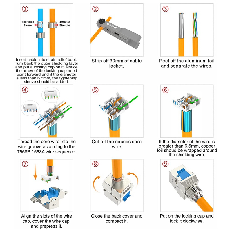 2 Pcs Keystone Module CAT 8 Jack Shielded RJ45 Socket Tool-Free Fully Shielded STP Compatible with CAT7A CAT7 CAT6A