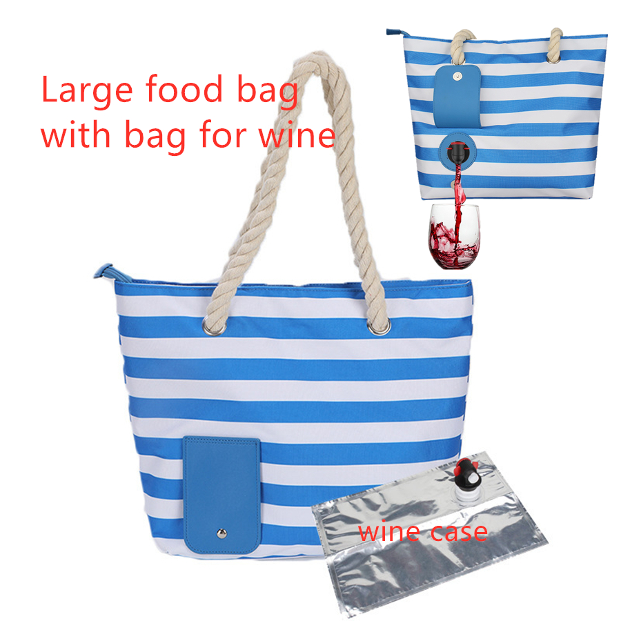 15L Portable Thermal Lunch Bag with Wine Pocket with Taps Durable Waterproof Cooler Ice Insulated Case Camping Beach Handbags