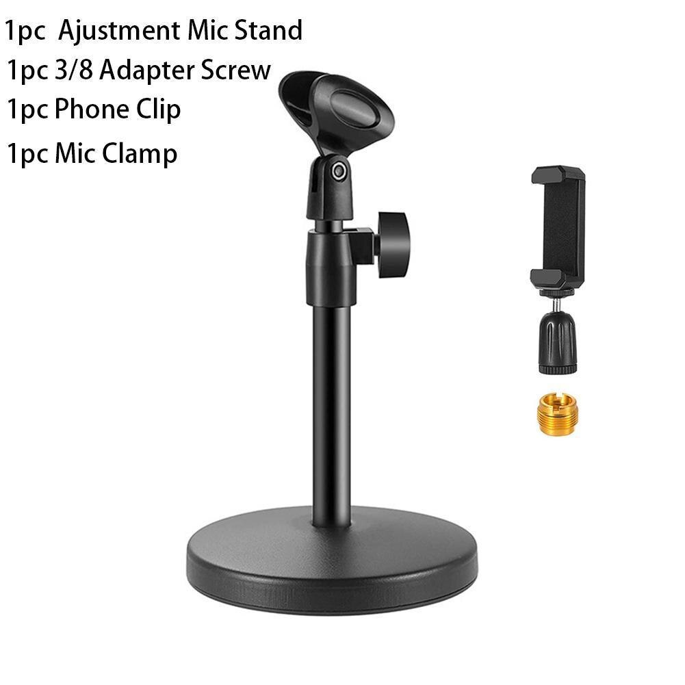 Microfoon Stand Mobiele Telefoon Houder Telefoon Clip Mic Clamp Verstelbare Tafel Mic Stand Met Base Voor Conference Speech
