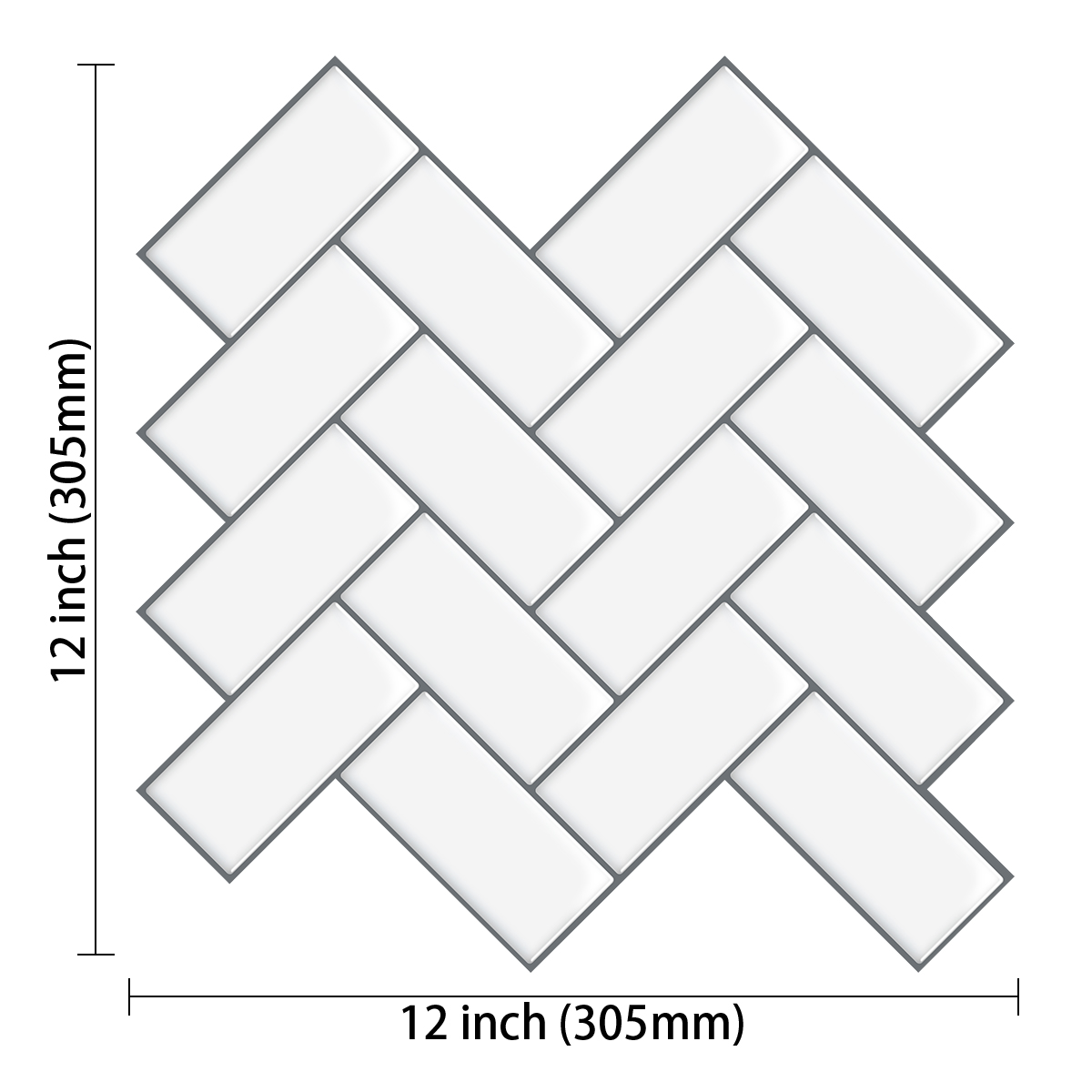 Black Herringbone Style Wall Tiles DIY Kitchen Backsplash Peel And Stick Tiles Waterproof Vinyl Wallpaper: VP402