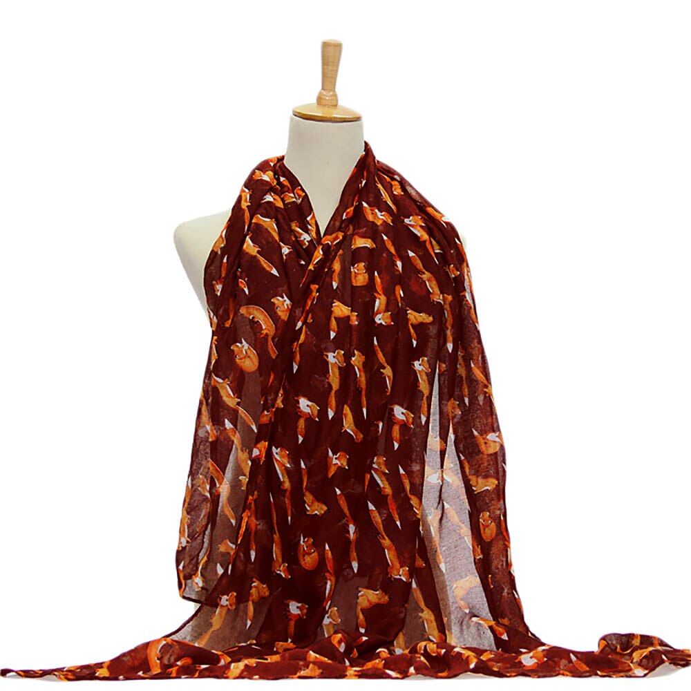 Kvinder voile 4 sæsoner søde lilleprint sjal wrap super blød: Kobberrød