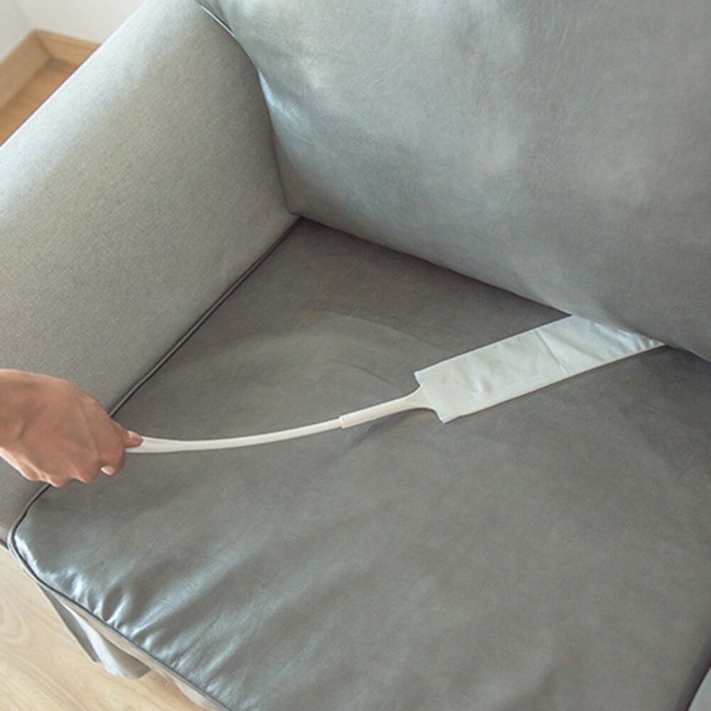 Handige lange reinigingsstofborstelset, handvat, platte kop, reinigingsborstel met vliesstof, flexibele band, stoffer: A
