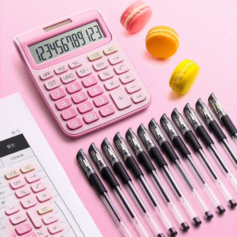 With voice calculator cute Korean candy color little fresh calculator computer big keys financial accounting special girl pink