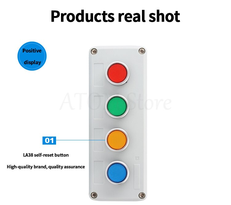 Industrial switch button control box waterproof emergency stop start stop power switch two position key knob