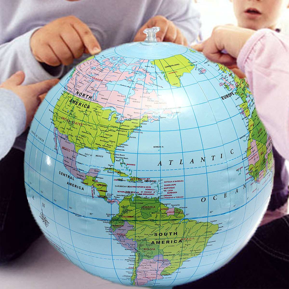 Globo inflable de 38cm, mapa del mundo Tierra, Océano, pelota de aprendizaje de geografía, pelota de playa educativa para niños, suministros educativos de Geografía
