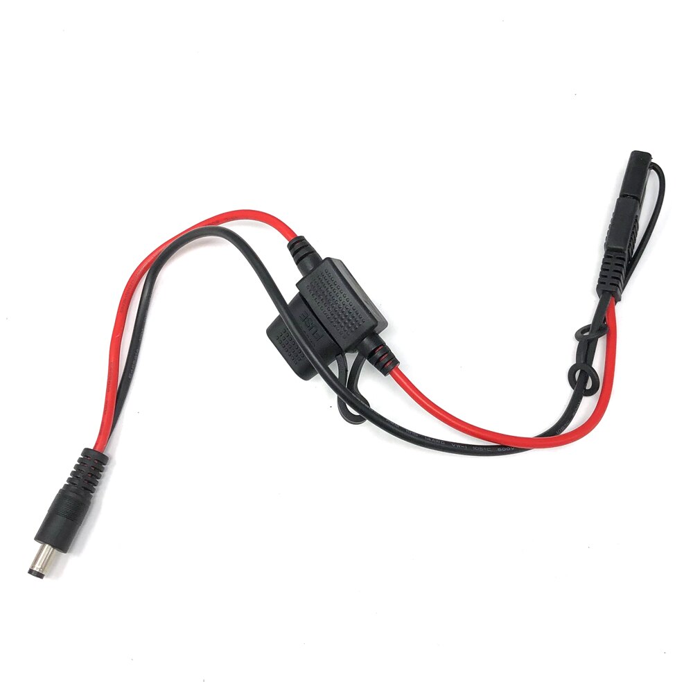 Sae til  dc5521 dc 5.5mm x 2.1mm coax 15 awg kabel motorsykkel varme klær adaptere 14 awg 30cm 5a sikring