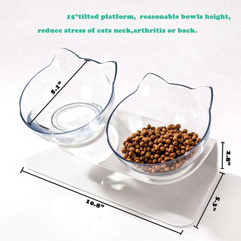 Orthopedic Anti Vomiting Cat Feeder 15 ° Inclined Dog Bowl Transparent AS Material Non Slip Protection Cervical Pet Great