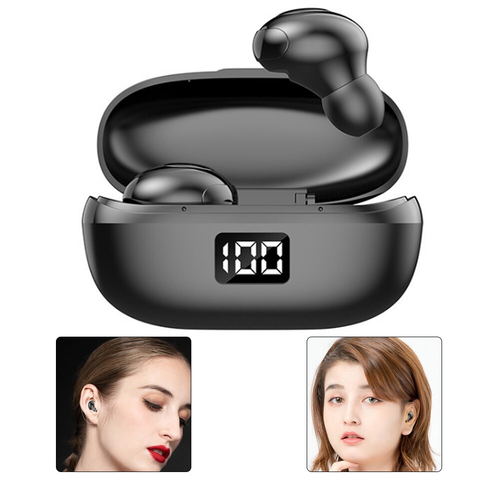 Bluetooth Headset Headset Earbud Bluetooth Earphones Wireless Bluetooth 5.0 Headset Earbuds Noise Cancelling Waterproof Black