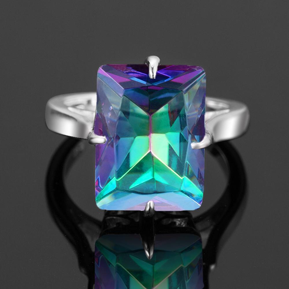 Szjinao silverringar för kvinnor äkta 925 sterling silver regnbågsring mystisk topas flerfärgad punkfestsmycken