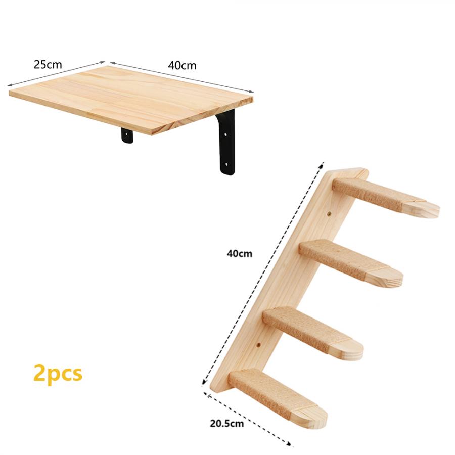 Cat Tree Wall Mounted Climbing Shelves Wooden Hammock with Ladder and Cat Bridge for Cat Perch Sleeping Pet Indoor Playground: Blue