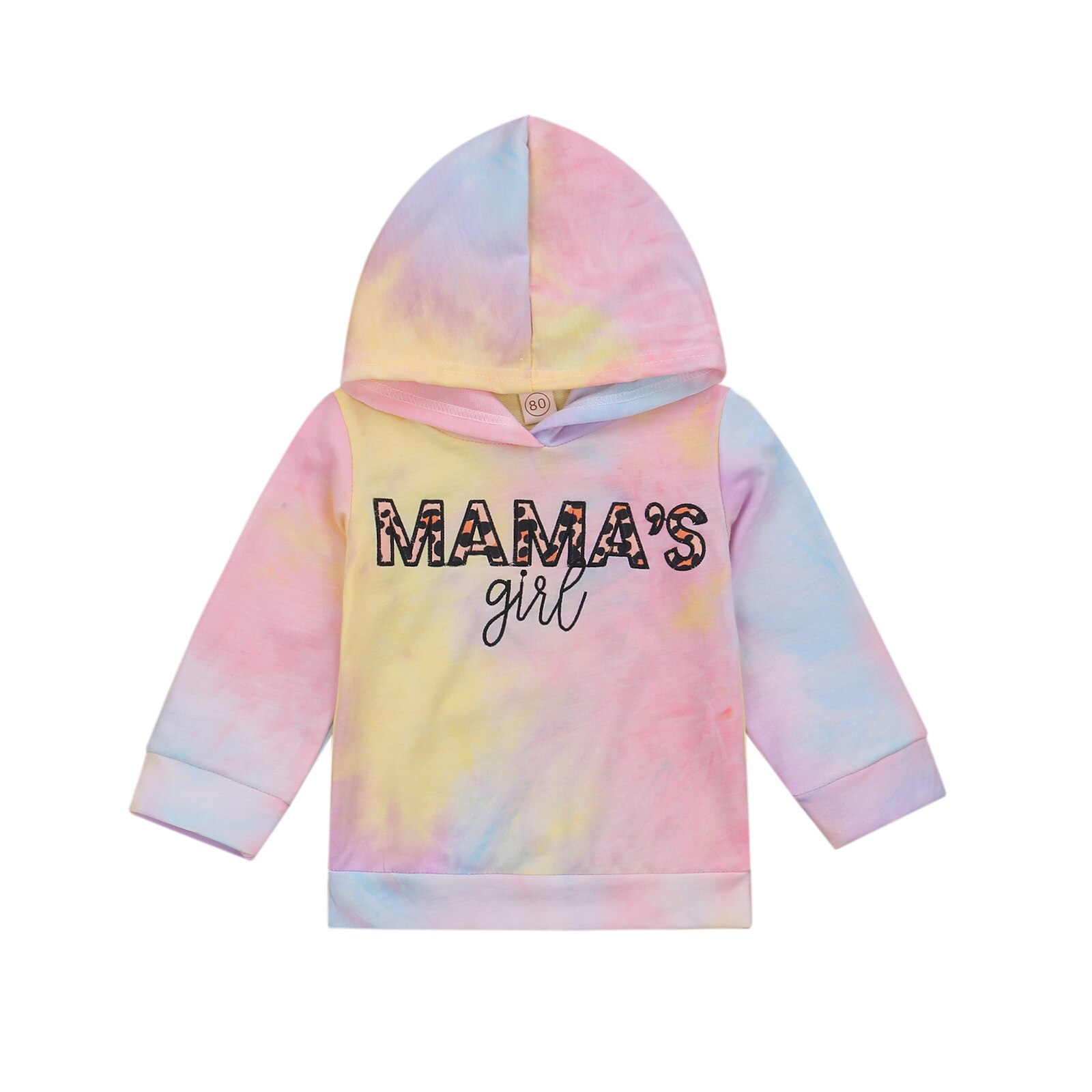 Meisjes Geborduurde Letters Meisjes Tie-Dye Hooded Trui: 3 / 12m