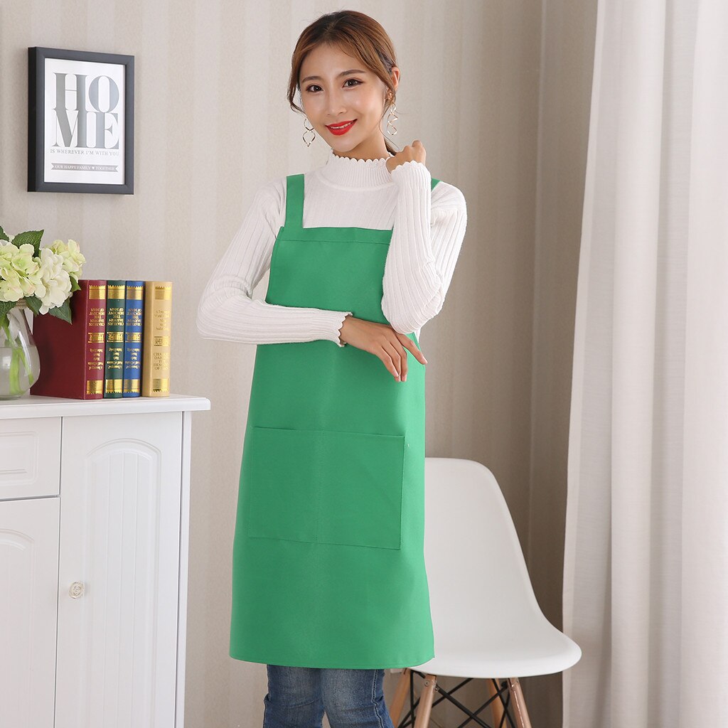 Adjustable Cooking Kitchen Apron Water Resistance Waterproof Female woman lady Men Chef Apron Japanese-style: Green