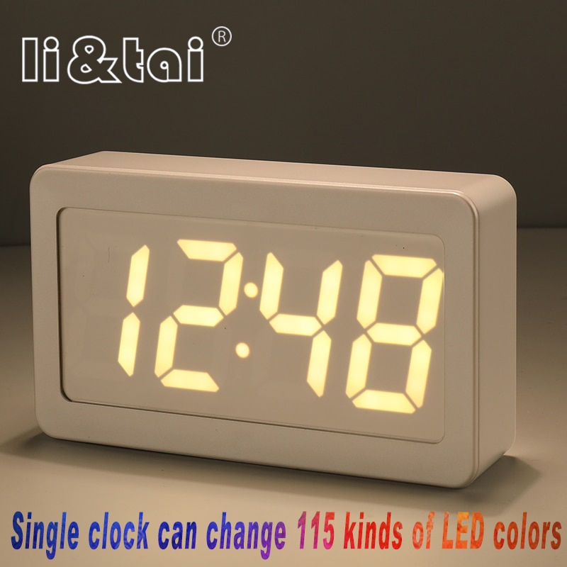 Digital Alarm Clock Color Changing Sounds Control Temperature Date Display LED Alarm Clock Brightness Adjustable table Clock