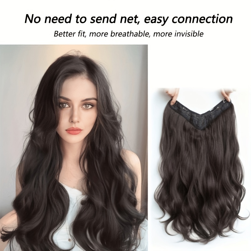 Invisible Long Wave Synthetic Hair Extensions - Fuller Hair Look, Natural-Looking Hair Strands - Confident Hairstyle