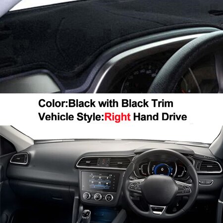 Cubierta de tablero de instrumentos de coche, alfombra Dashmat para tablero, cojín, capa, parasol, 2 capas, para Renault Kadjar , , ,: RHD Black