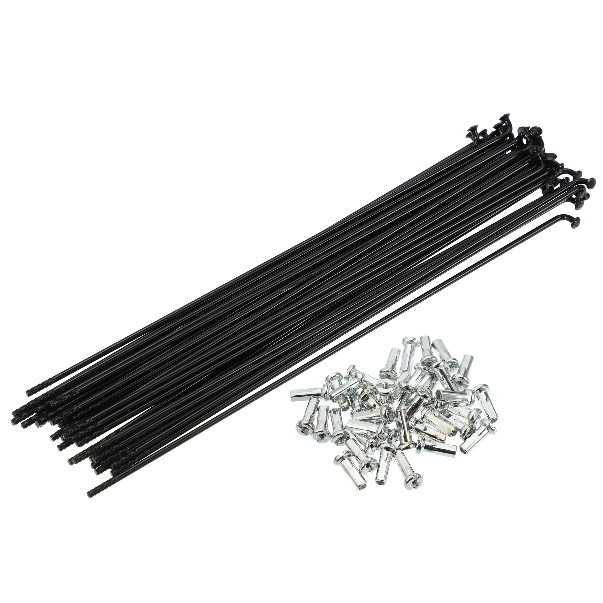 X Autohaux 14G J Bend radios de acero para bicicleta 136-293mm de longitud con tetinas piezas de repuesto para bicicleta de cabeza recta negro