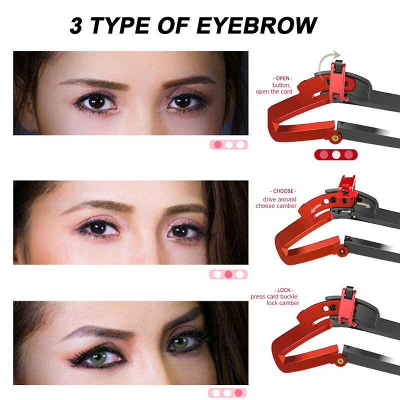 1PC Adjustable Eyebrow Shapes Stencil 3 In 1 Portable Handheld Eyebrow Makeup Model Template Tool Eyebrow Stencil Shaper