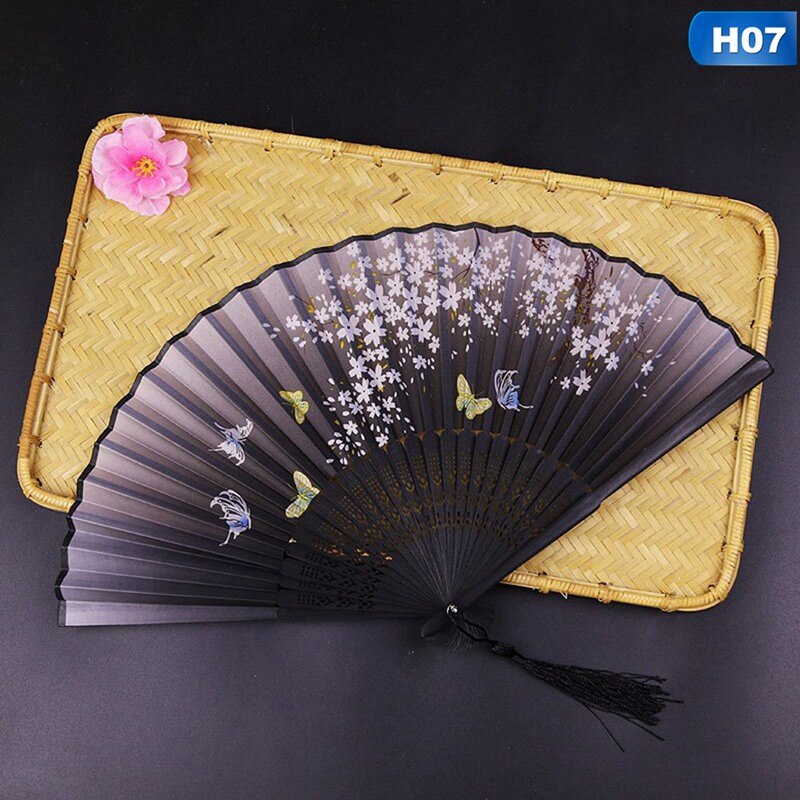 Ventilador de estilo chino japonés, ventilador plegable para decoración del hogar, adornos, estampado artístico manualidad para , abanico de mano para baile de boda: 7