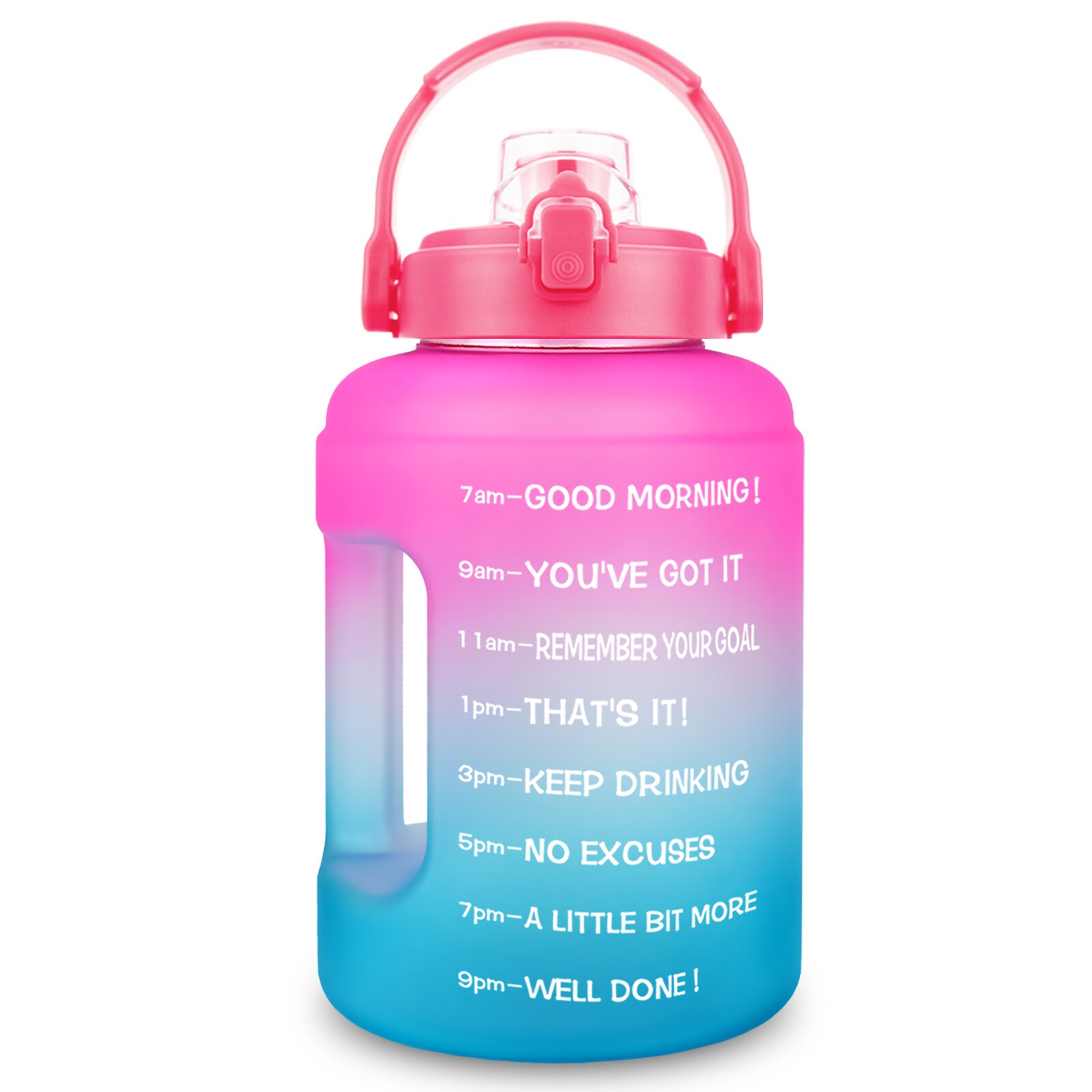 BuildLife 1 galon butelka wody 2.5L 3.78L motywacyjny z markerem czasu sport szczelne szerokie usta duży dzbanek BPA Free Fitness: 2.5L 83oz / PinkA-Blue