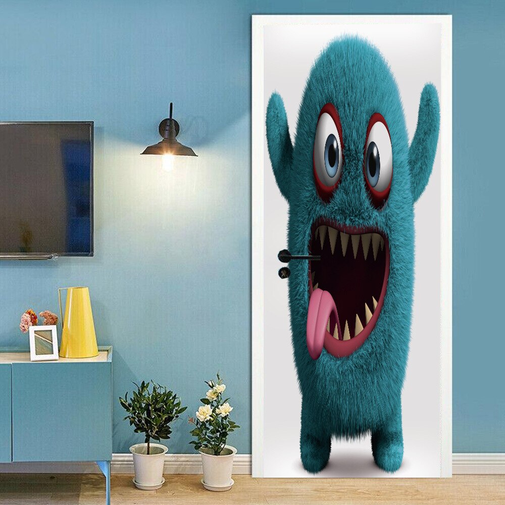 2PCS Halloween Door Stickers Adhesive Waterproof Wallpaper Funny Bedroom Living Room Bathroom Halloween Decoration