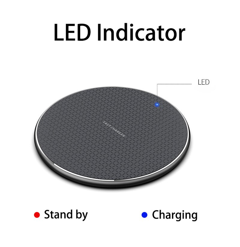 Chargeur rapide sans fil ultra-fin 10W pour téléphone portable, à induction, en alliage, pour iPhone 11 Xs Max X XR 8 Samsung Note 9 S10 +