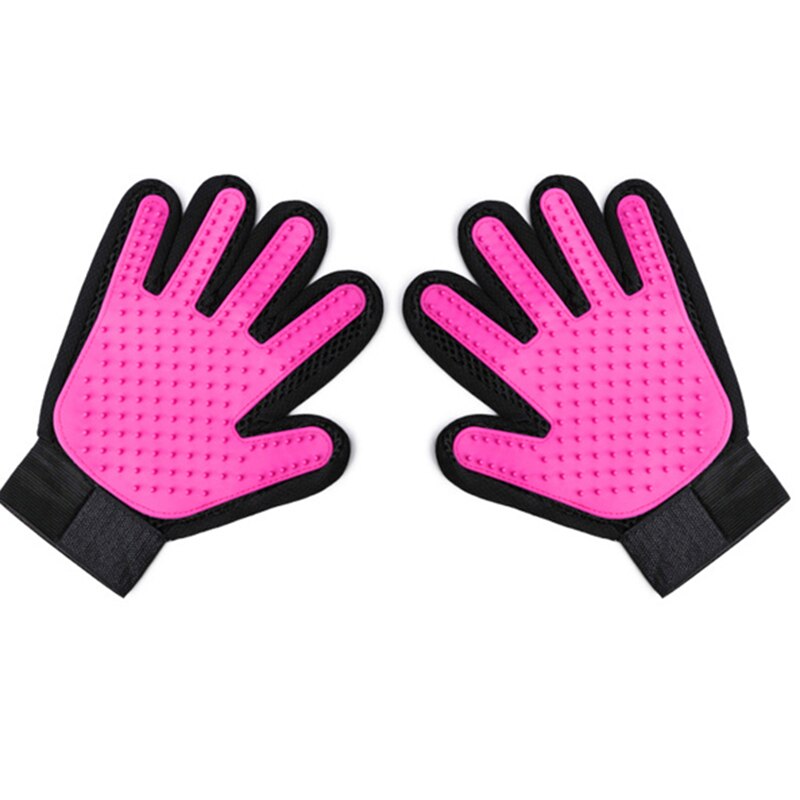 Gummi Handschuh für Kämmen Tiere Handschuh Silikon Haustier Katzen Haar Pinsel Kamm Reinigung Entfernung Haarbürste für Hunde CatsTake Schlecht Handschuh: Rosa Paar