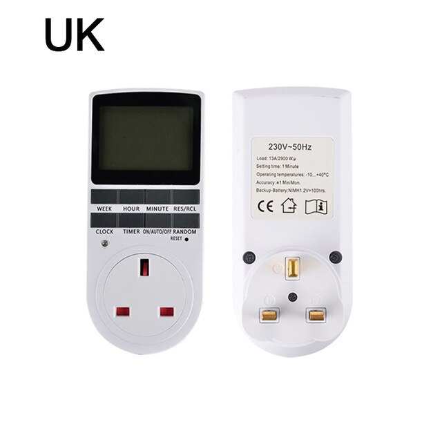 Digital Timer Switch Programmable Timing Socket EU UK US AU BR Plug Electrical Wall Plug-in Power Socket Timer Switch Outlet: TM02-F  UK