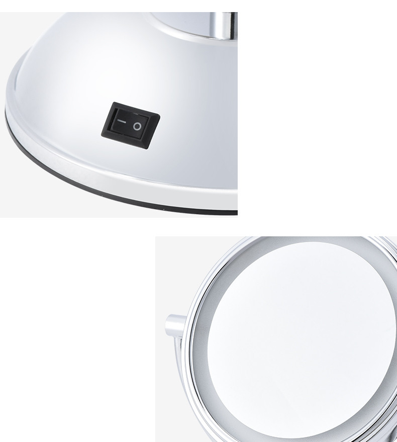 smartloc 2 Face Iron LED Lights Bathroom Stand Round Mirror Makeup 5X Magnifying Bath Make up Cosmetic Vanity Smart Wall