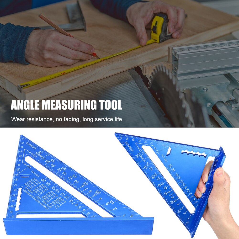 7 inch Speed Square Metric Aluminum Alloy Triangle Ruler Squares for Measuring Tool Metric Angle Protractor Woodworking Tools