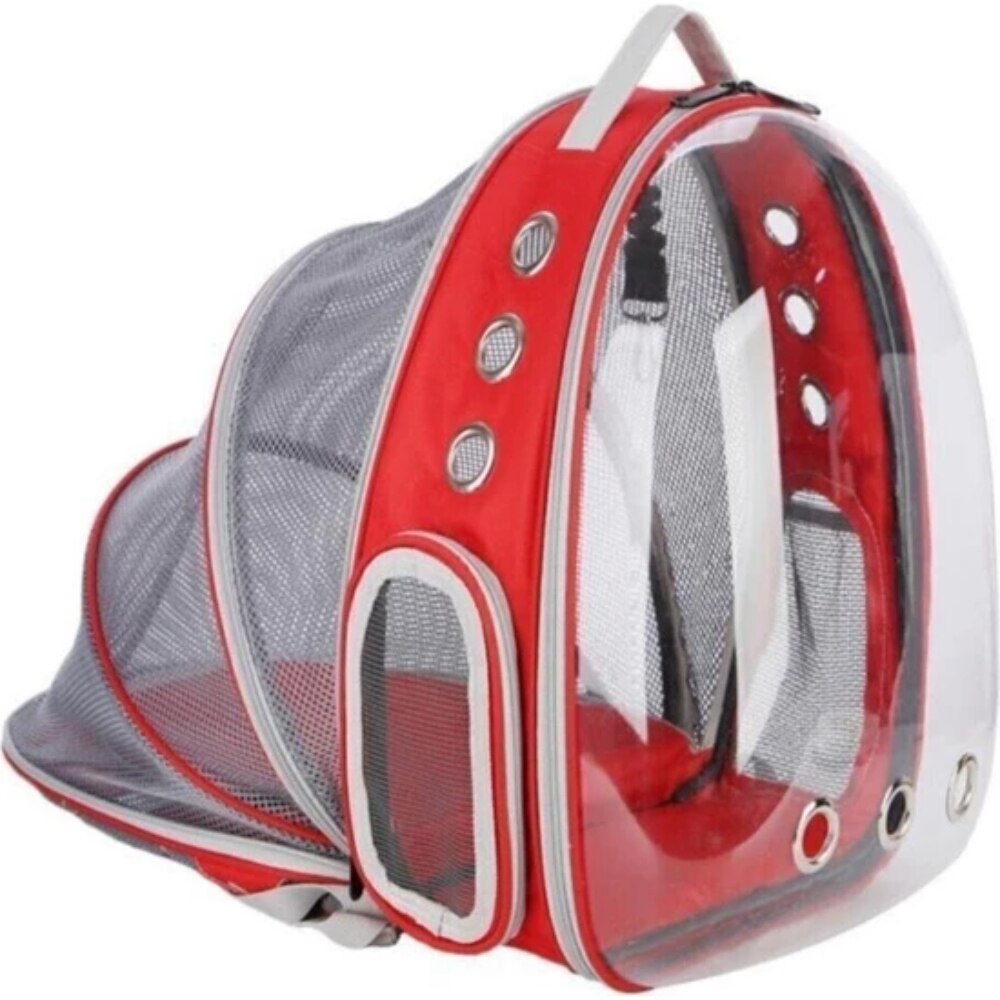 Cat Dog Carrier Travel Veterinary Bag Wheeled Suitcase Pet Extraction Box Astronaut Look Orthopedic Support Ventilated Zipper: Red