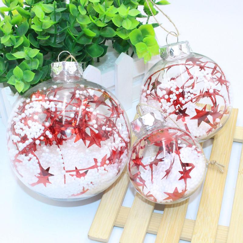 Kerst Decoratie Bal Hanger Plastic Transparante Sneeuwvlok Maple Leaf Bal Kerstboom Decoratie Kerstballen Ronde Ornament
