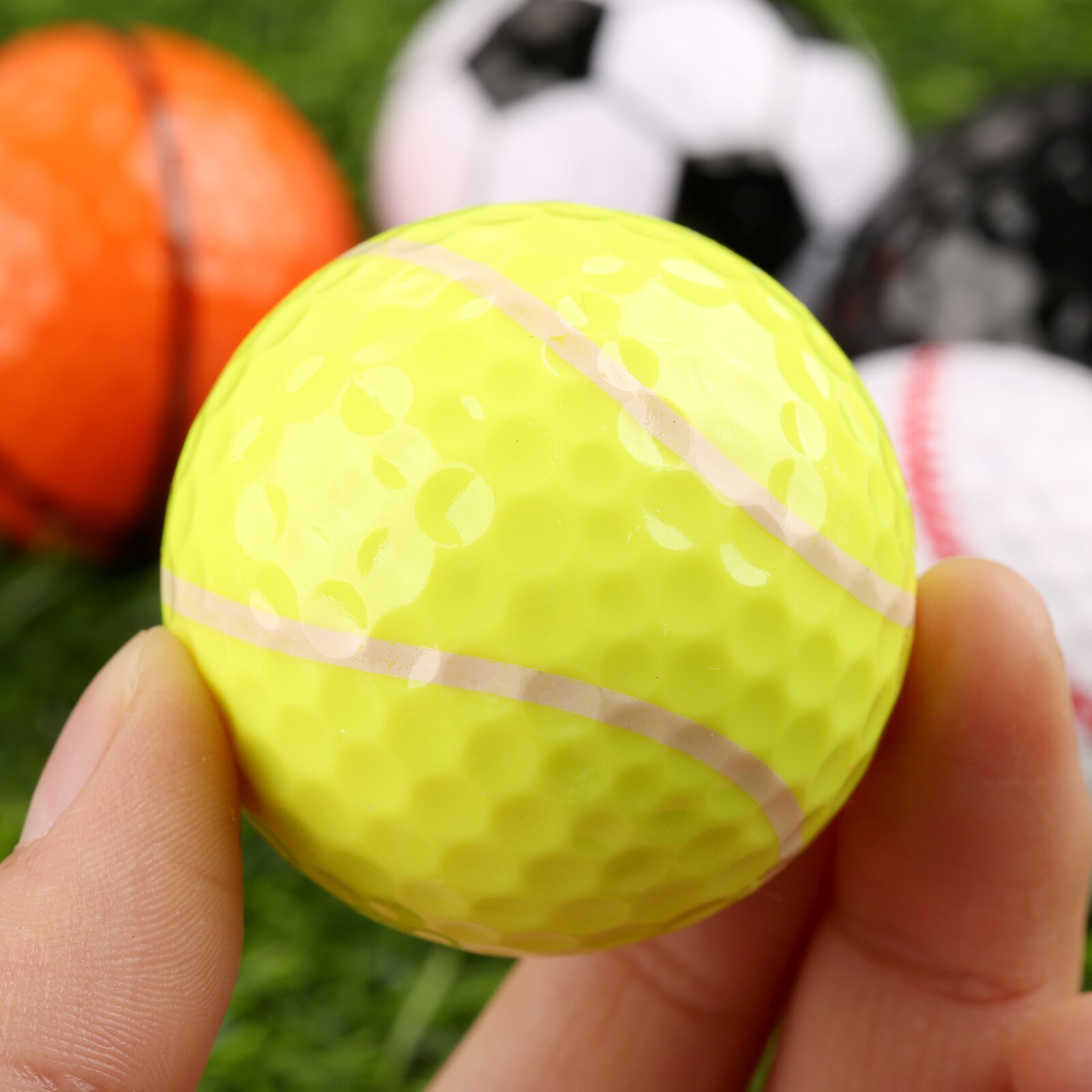 gohantee Novelty Rubber Golf Balls 6 kinds of Pattern Golf Game Balls Similar Rugby Football Sports Champion Golf Balls