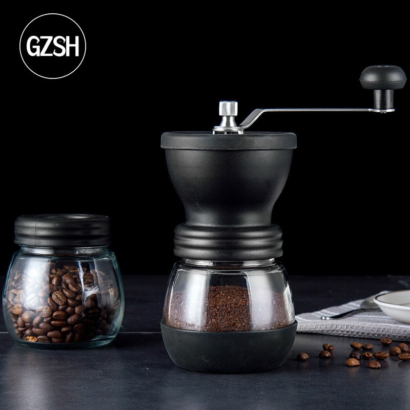 Coffee Tools Manual Ceramic Burr Coffee Bean Grinder with Fortified Glass Storage Jar Durable Cafe Bean Mill Coffee Maker