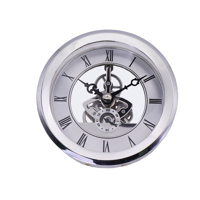 Clock Mechanism Built-In Clock Transparent Metal Gear Clock Movement Clocks Wall Home Decor Living Room Silver 103mm Diameter