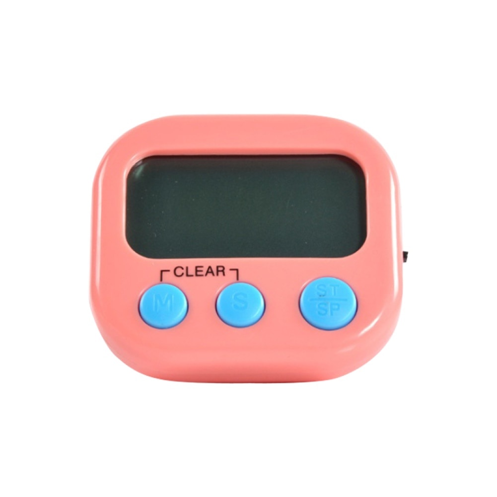 Magnetic Kitchen Timer Countdown LCD Digital Stopwatch Mini Practical Cooking Timer Alarm Clock White Blue Pink: Pink