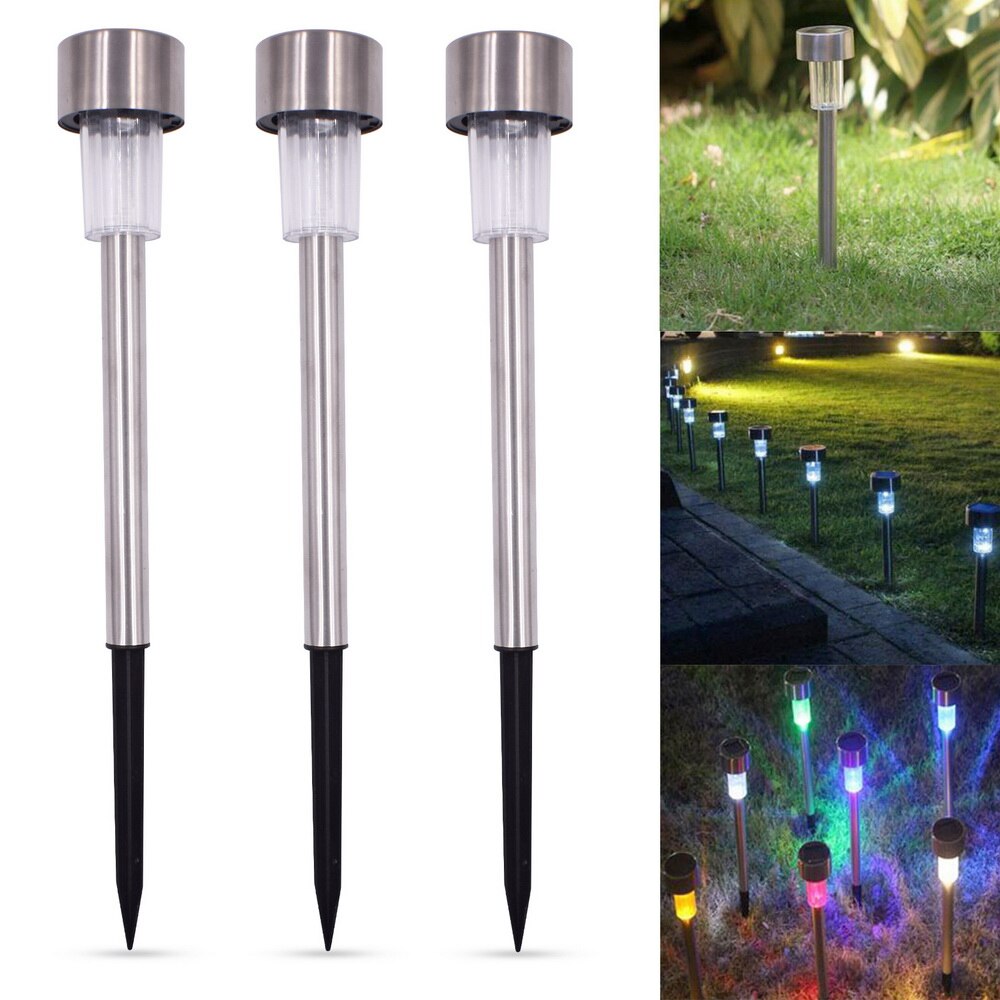 5 Stks/set Mode Outdoor Rvs Kleurrijke Licht Zonne-energie Tuin Lamp Tuinverlichting-Wit