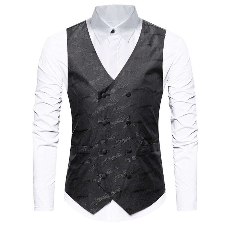 Shinny Welle aufbringen Gedruckt Männer Anzug Weste Hochzeit Party Prom Mens Kleid Weste Zweireiher lässig schlank passen Westen für männer