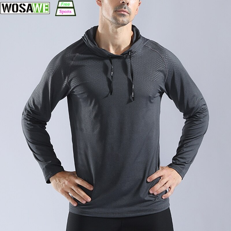 BARBOK Men's Sports Hoodie Sweatshirt T-shirt Long sleeve Quick-drying Elastic Gym Exercise Clothes Running Jogging Sport Wear